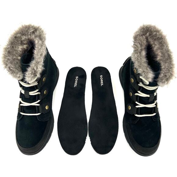 Sorel Explorer III Joan Winter Ankle Boot Size 7 Black Leather Waterproof Bootie - Picture 1 of 12
